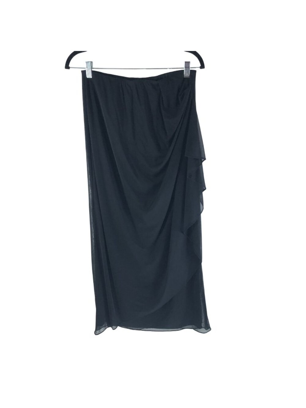 Alex Evenings Black Petite LP Chiffon Overlay Skirt With Side Ruffle Detail